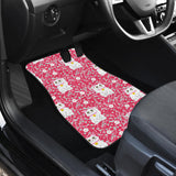 Maneki Neko Lucky Cat Sakura Pink Background Front And Back Car Mats