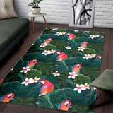 Parrot Palm Tree Leaves Flower Hibiscus Pattern Area Rug