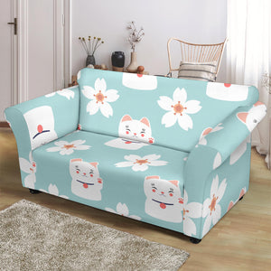 Maneki Neko Lucky Cat Sakura Loveseat Couch Slipcover