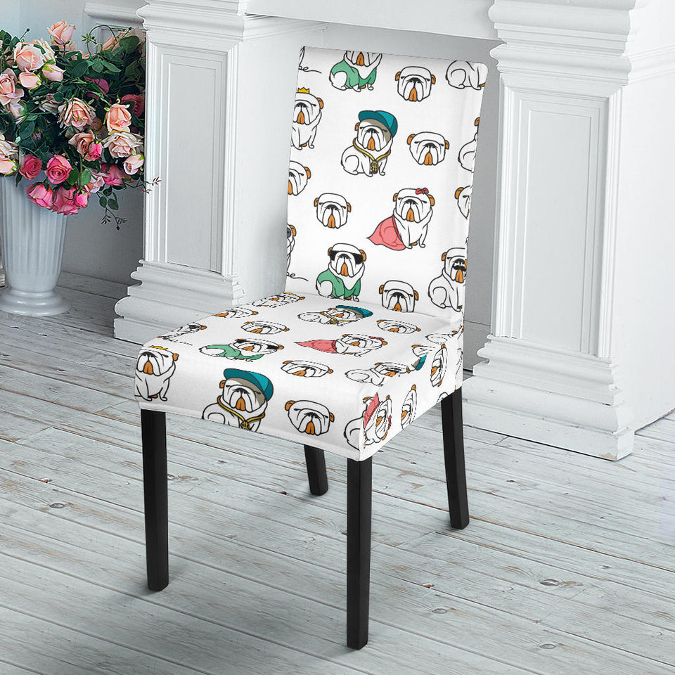 English Bulldog Pattern Print Design 03 Dining Chair Slipcover