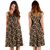 Coffee Bean On Brown Background Sleeveless Midi Dress