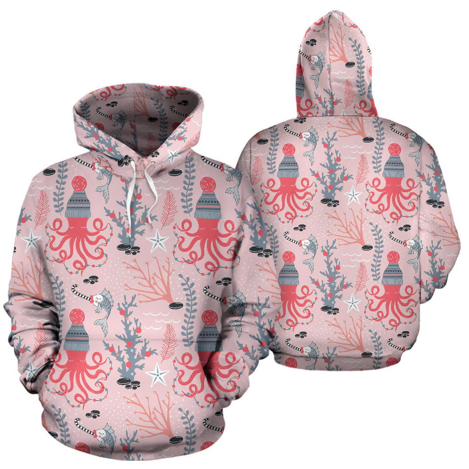 Octopus Winter Hat Garland Fish Candy Seaweed Coral Starfish Men Women Pullover Hoodie