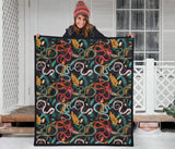Colorful Snake Plant Pattern Premium Quilt