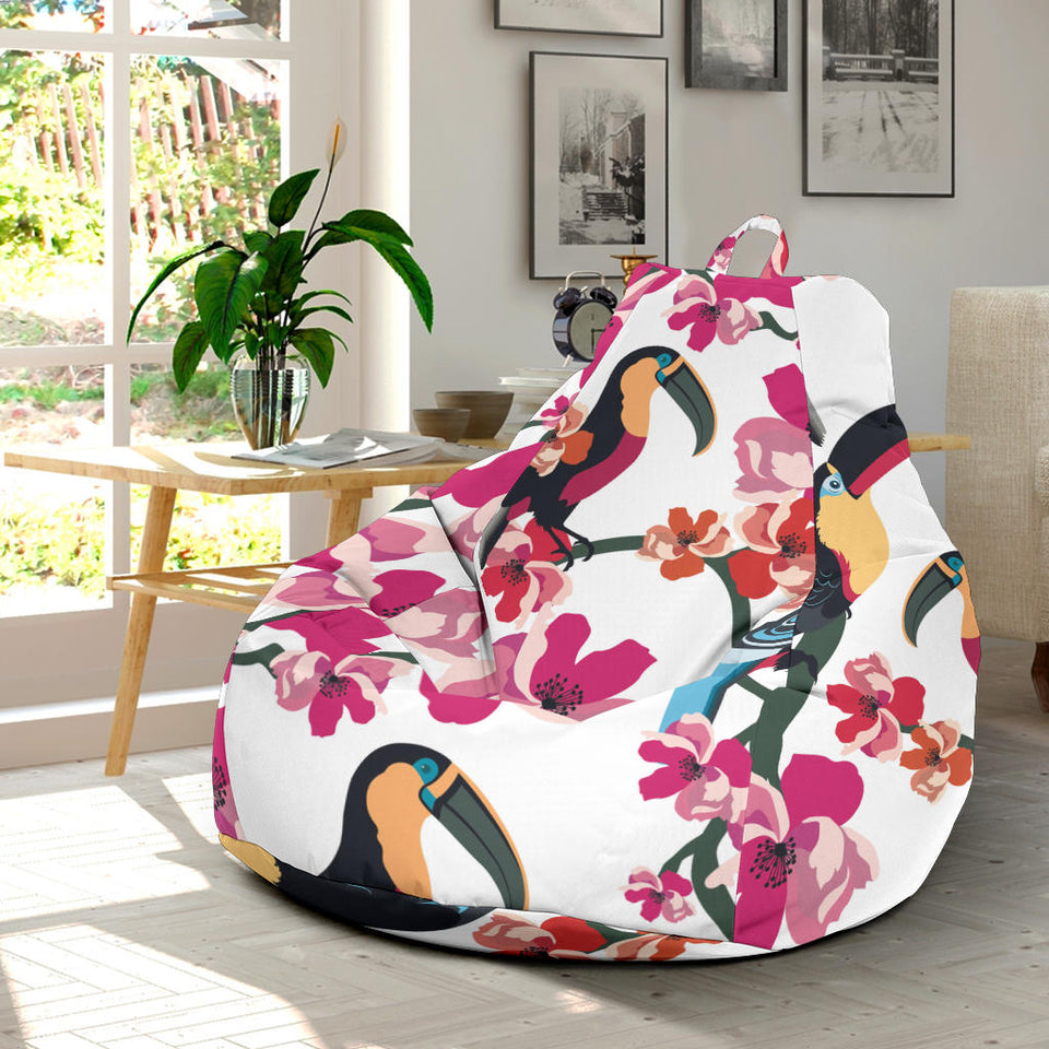 Toucan Flower Design Pattern Bean Bag Cover
