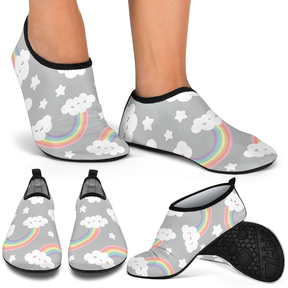 Cute Rainbow Clound Star Pattern Aqua Shoes