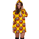 Daruma Japanese Wooden Doll Yellow Background Women'S Hoodie Dress