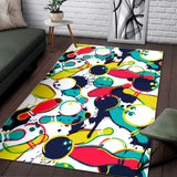 Watercolor Bowling Ball Pins Area Rug