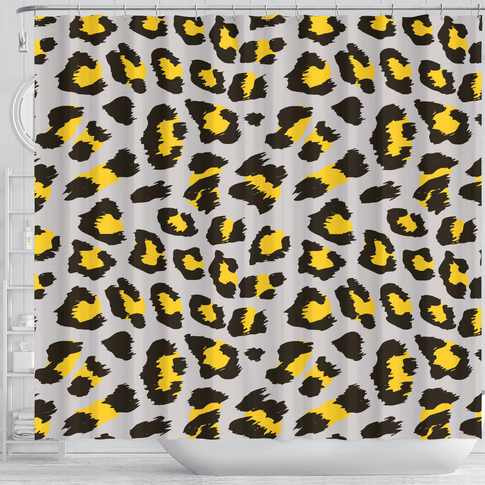 Gray Leopard Print Pattern Shower Curtain Fulfilled In US