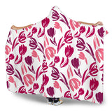 Pink Sketch Tulip Pattern Hooded Blanket