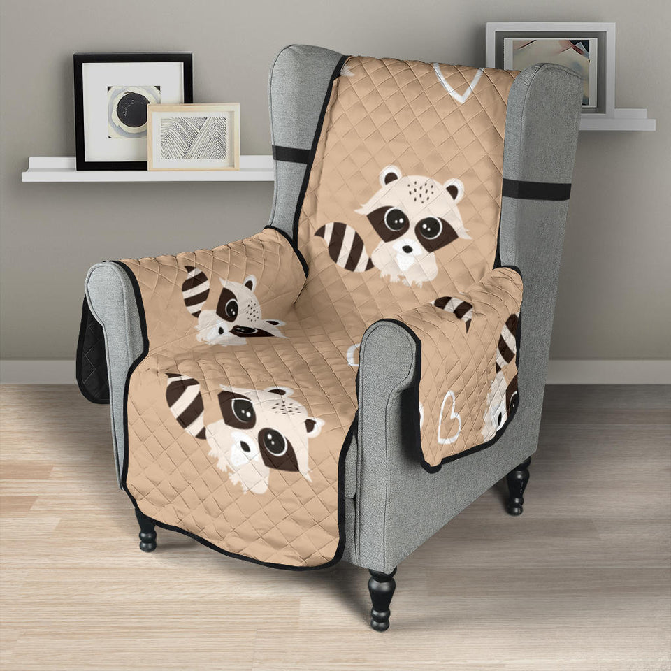 Cute raccoon heart pattern Chair Cover Protector
