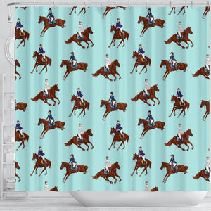 Horses Running Horses Rider Pattern Shower Curtain Fulfilled In US