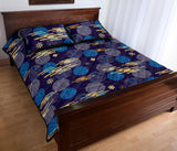 Blue japanese pattern cloud wave flower Quilt Bed Set
