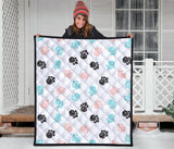Dog Paws Pattern Print Design 04 Premium Quilt