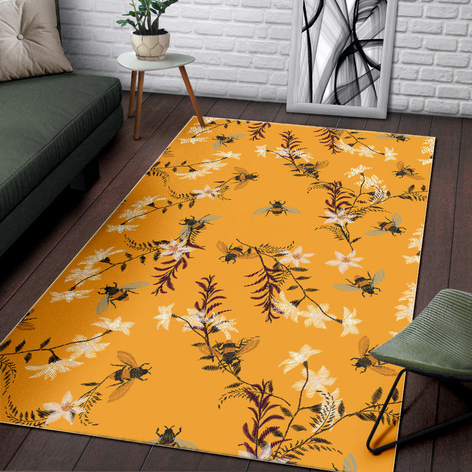 Bee Flower Pattern Area Rug