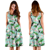 Pelican Pattern Print Design 01 Sleeveless Midi Dress