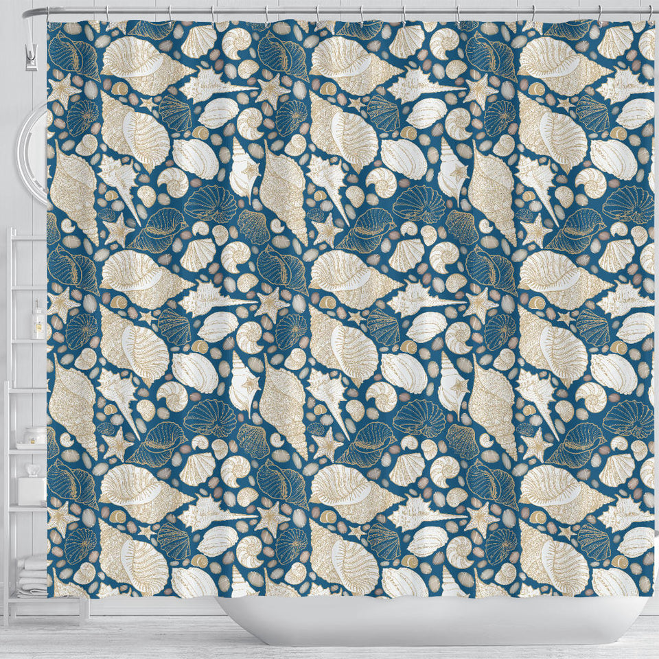 Shell Polynesian Tribal Design Pattern Shower Curtain Fulfilled In US