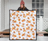 Brown Pomeranian Pattern Premium Quilt