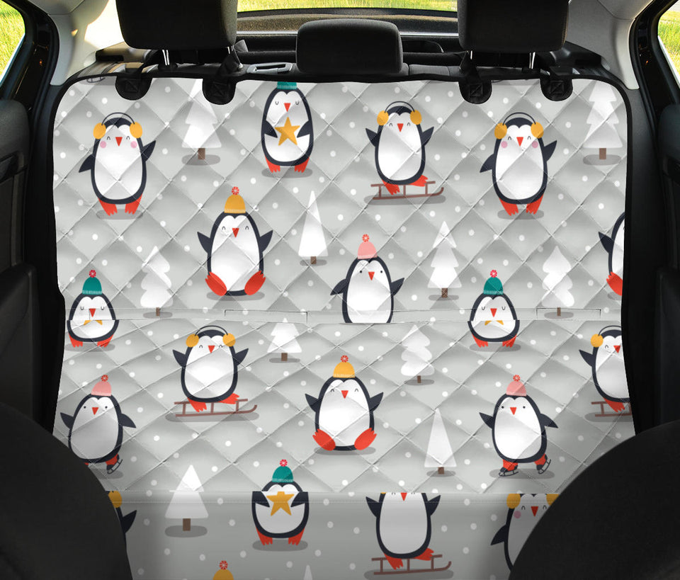 Cute Penguin Christmas Pattern Dog Car Seat Covers