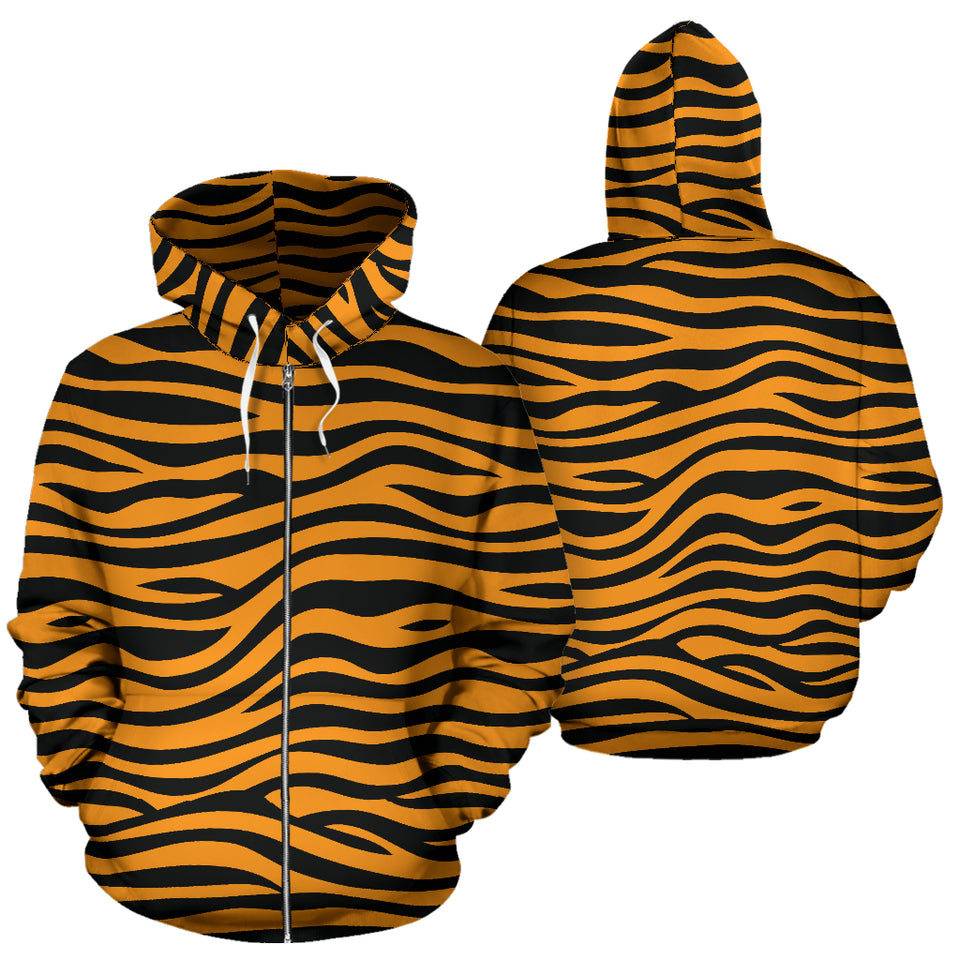 Bengal Tigers Skin Print Pattern Background Zip Up Hoodie
