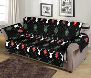 Deer Christmas new year pattern argyle Sofa Cover Protector