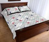 Airplane cloud grey background Quilt Bed Set