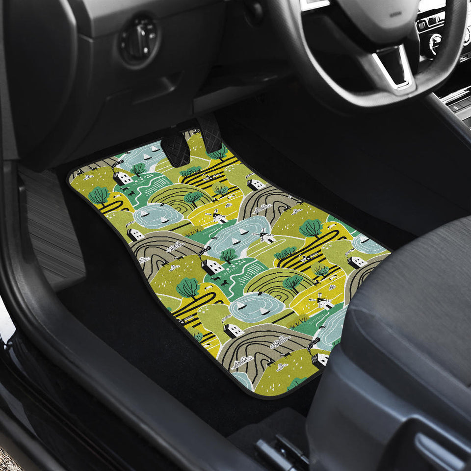 Hand Drawn Windmill Pattern Front Car Mats