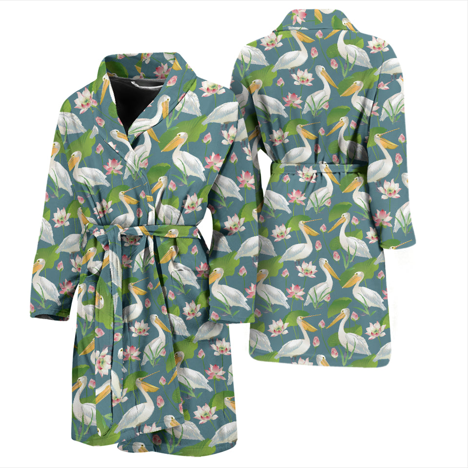 Pelican Pattern Print Design 04 Men's Bathrobe