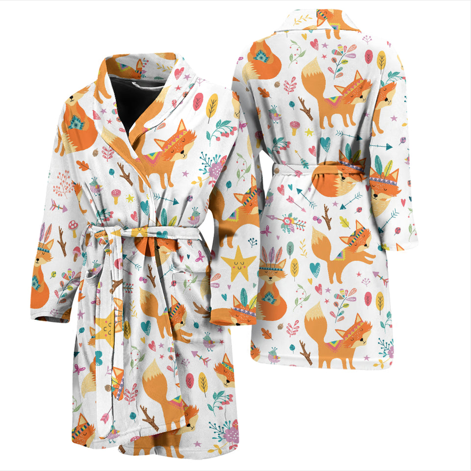 Cute Tribal Fox Pattern Men'S Bathrobe