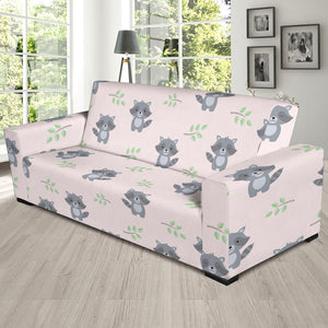 Cute Raccoons Leaves Pattern Sofa Slipcover