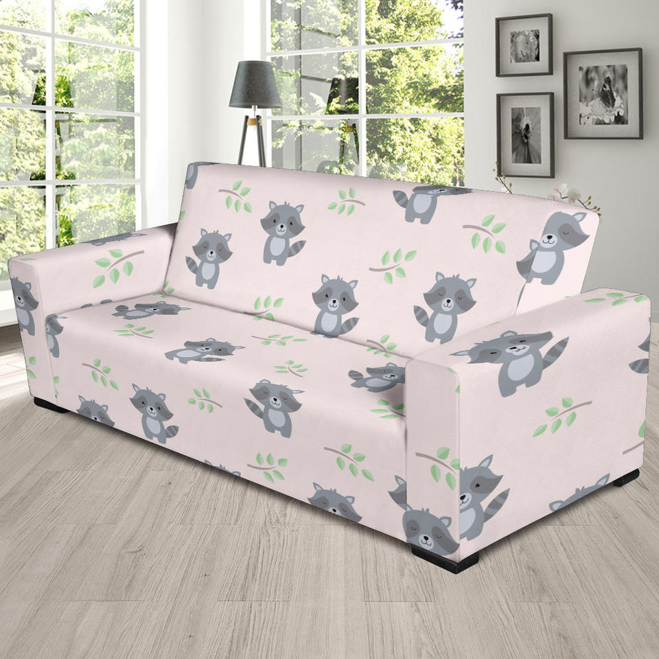 Cute Raccoons Leaves Pattern Sofa Slipcover