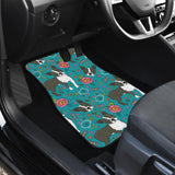 Boston Terrier Beautiful Flower Pattern Front And Back Car Mats