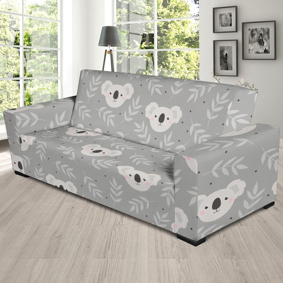 Cute Koala Leaves Pattern Sofa Slipcover