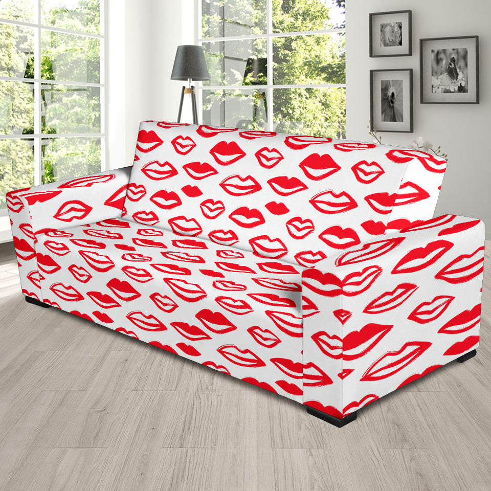 Lips Pattern Print Design 05 Sofa Slipcover