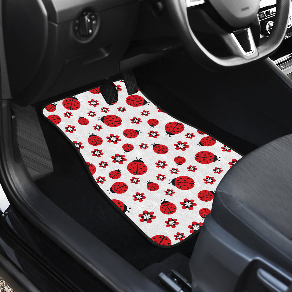 Ladybug Pattern Print Design 04 Front and Back Car Mats