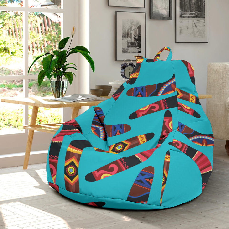 Boomerang Australian Aboriginal Ornament Blue Background Bean Bag Cover