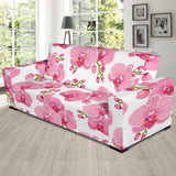 Pink Purple Orchid Pattern Background Sofa Slipcover
