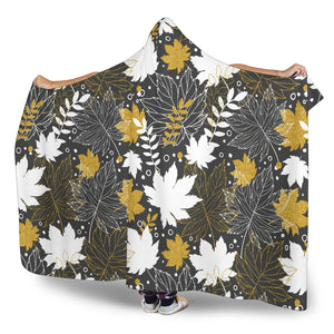 Beautiful Gold Autumn Maple Leaf Pattern Hooded Blanket