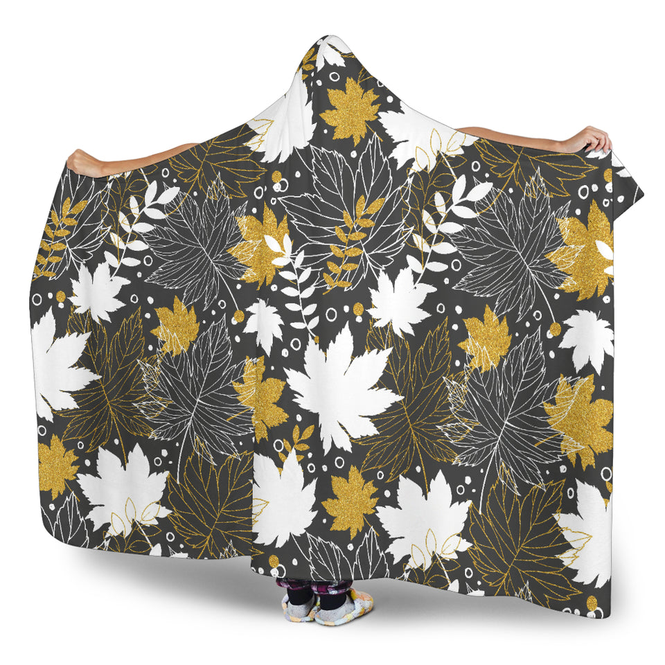 Beautiful Gold Autumn Maple Leaf Pattern Hooded Blanket