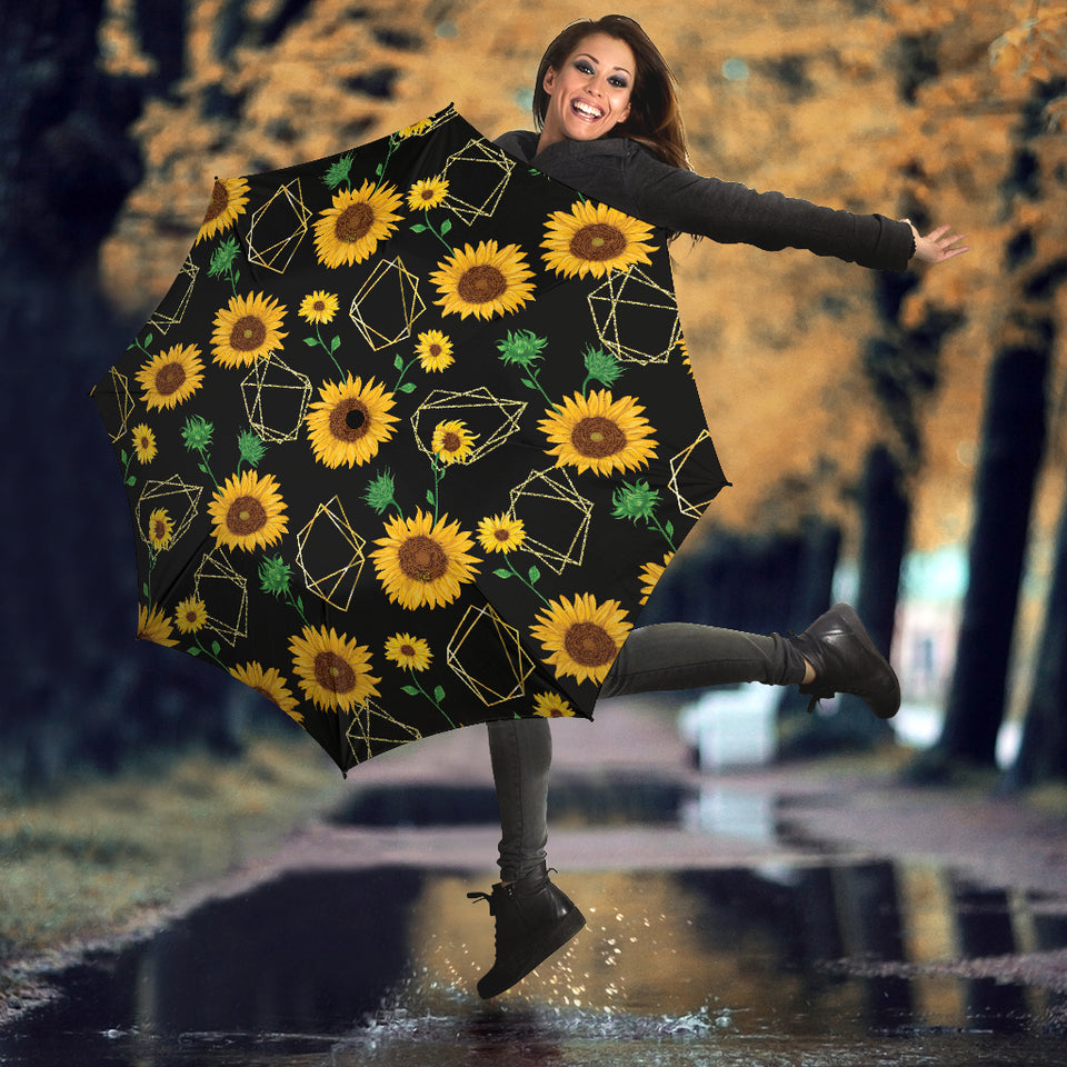 Sunflower Golden Polygonal Shapes Umbrella
