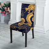 Gold Dragon Pattern Dining Chair Slipcover