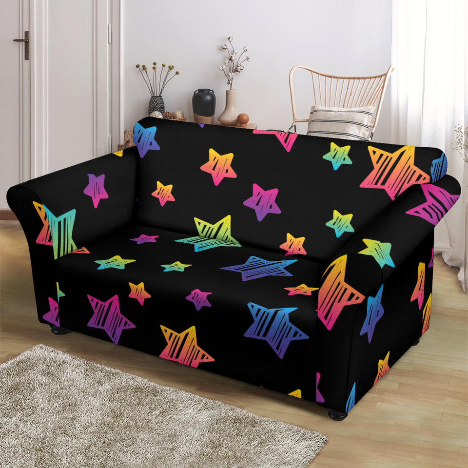 Colorful Star Pattern Loveseat Couch Slipcover