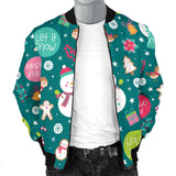 Snowman Bird Decorative Elements Christmas Pattern Men'S Bomber Jacket