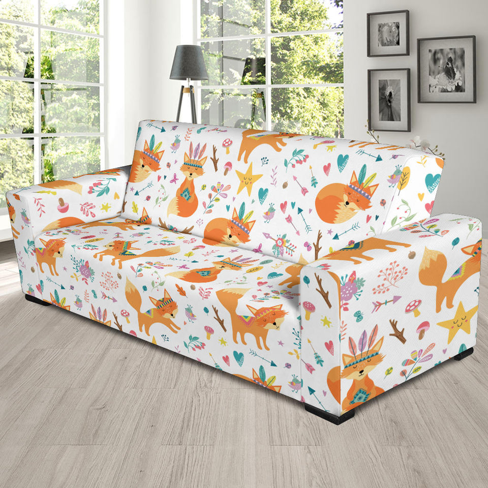 Cute Tribal Fox Pattern Sofa Slipcover