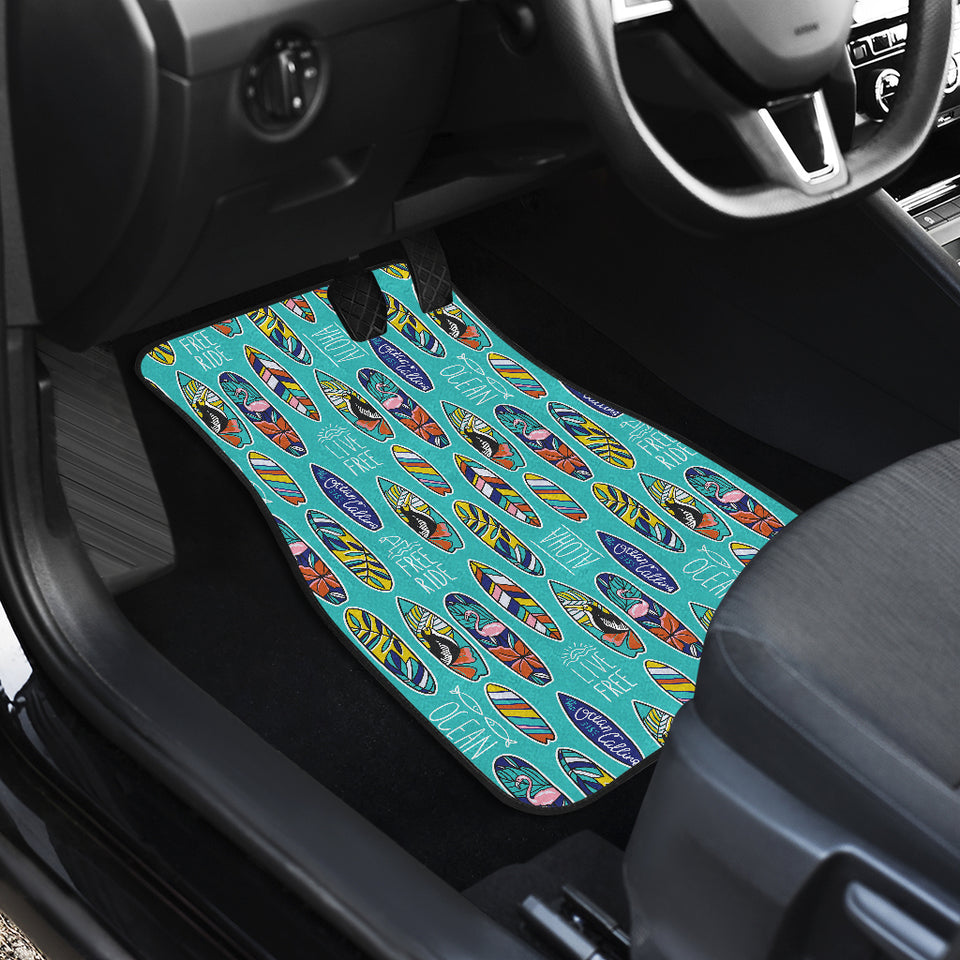 Surfboard Pattern Print Design 05 Front and Back Car Mats