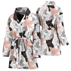 Pig Pattern Print Design 05 Women's Bathrobe