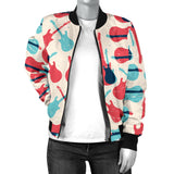 Red Blue Guitar Pattern Women'S Bomber Jacket