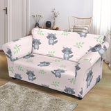 Cute Raccoons Leaves Pattern Loveseat Couch Slipcover