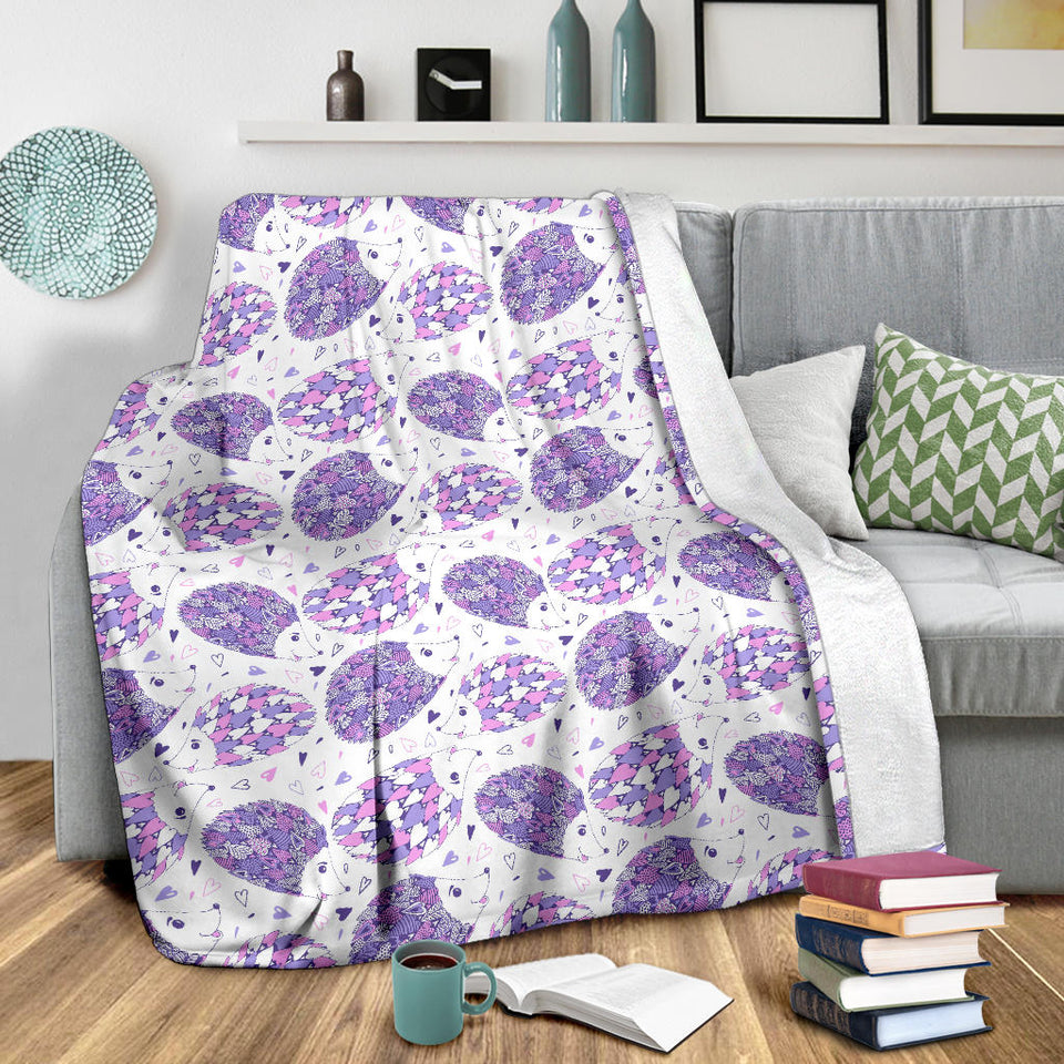 Hedgehog Pattern Print Design 05 Premium Blanket