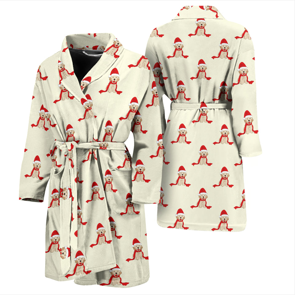 Golden Retriever Pattern Print Design 01 Men's Bathrobe