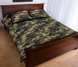 Dark Green camo camouflage pattern Quilt Bed Set